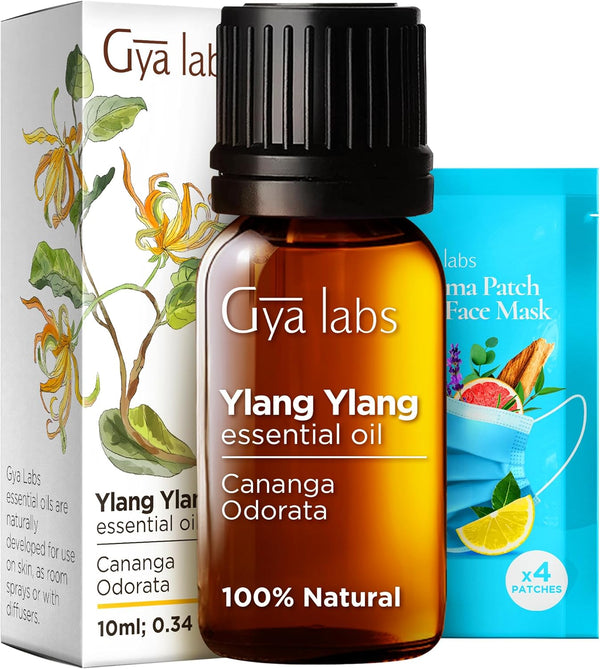 Gya Labs Ylang-Ylang Essential Oil for Diffuser, 0.34 Fl Oz, 100% Pure Natural for Skin, Hair Health, Aromatherapy