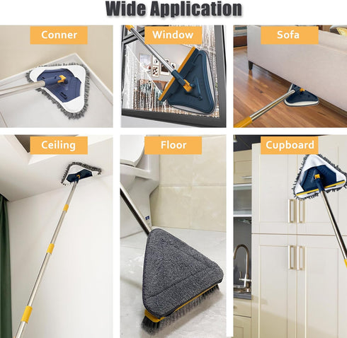 ShinyDew 5-in-1 6 Wall Cleaner Mop with Long Handle, Wall Cleaning Dust Mop with Replacement Chenille Microfiber Pads