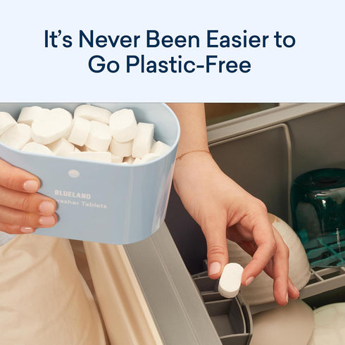 BLUELAND Plastic-Free Dishwasher Detergent Tablets, 120 Count, Unscented for Eco-Friendly Cleaning