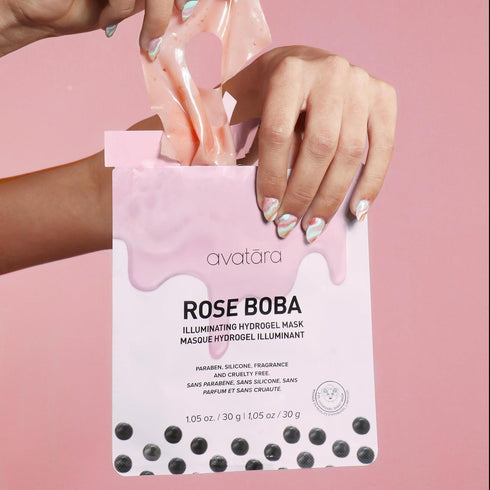 Avatara Rose Boba Hydrogel Mask, 2-Piece Glow-Enhancing Skin Care Mask with Niacinamide