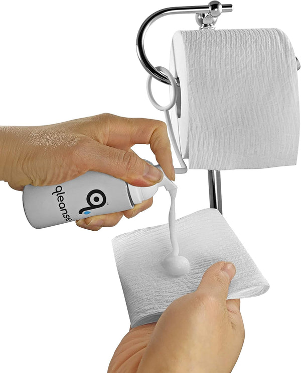 Toilet Paper Foam Spray and Caddy Combo, Wet Wipe Alternative, 100% Flushable