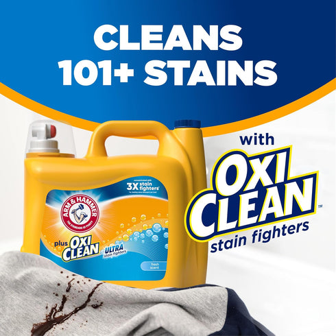 HAMMER 122 158.6 Oz ARM & Plus OxiClean Ultra Stain Fighters Liquid Laundry Detergent, Stain Remover for Clothes, Fresh