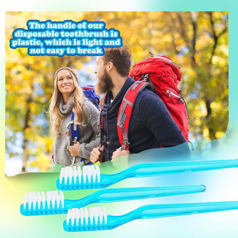 Medanera 150 Pcs Prepasted Individually Wrapped Toothbrushes Blue Plastic Disposable Soft Bristle Toothbrushes Bulk