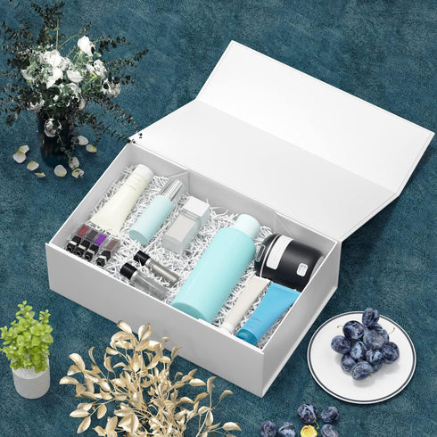 White Gift Box, 9.5x6x3'' Magnetic Closure Rectangle Collapsible Gift Boxes for Bridesmaid Proposal, Wedding, Birthday