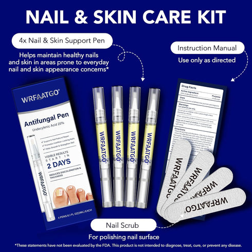 WRFAATGO 25% 4PCS Toenail Fungus Pen, Toenail Fungus Treatment Extra Strength, Undecylenic Acid for Fingernails