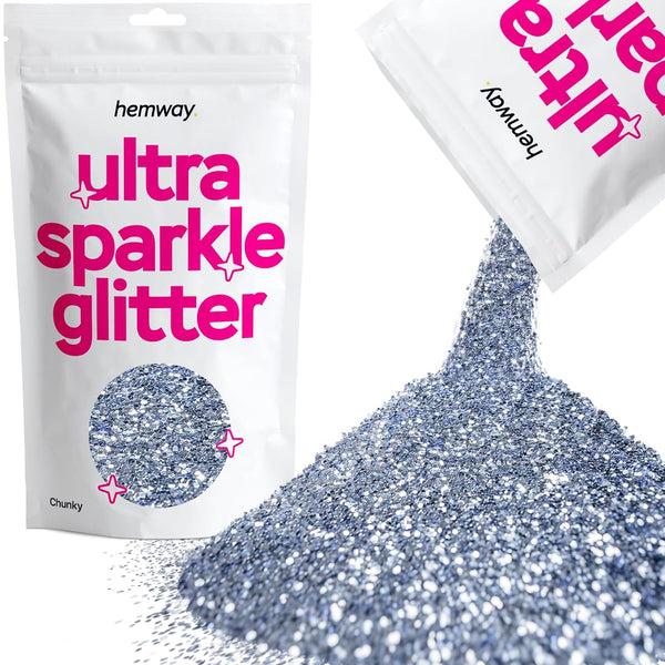 Hemway Premium Ultra Sparkle Glitter, Multi Purpose Metallic Flake for Arts Crafts, Azure Blue, 100g / 3.5oz