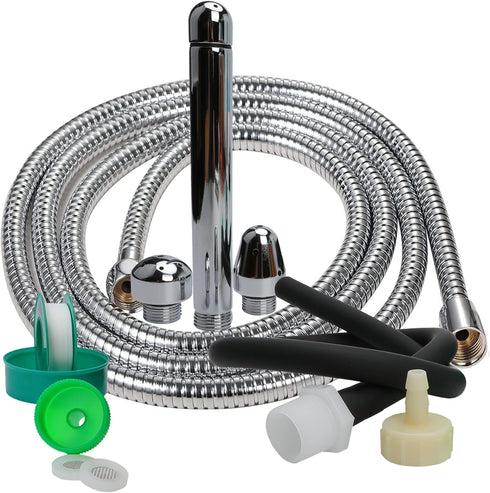 PPELAO Shower Enema System, Douche Colonic Cleanse Kit, 5-Foot Stainless Steel Shower Hose