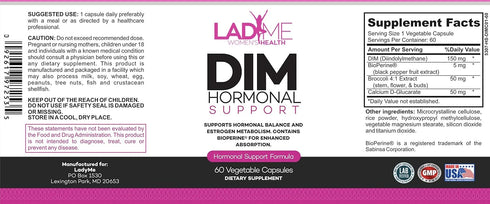 LADYME WOMEN'S HEALTH 150mg 60 DIM Complex Hormonal Support Menopause Relief Supplement for Hot Flashes & Hormonal Acne