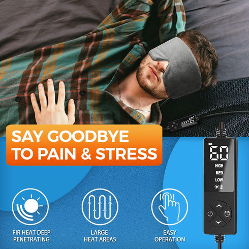 sticro Heated Eye Mask, Extra Large Size for Dry Eyes & Sinus Pressure Relief, Gray - 3 Heat & 5 Timing Settings
