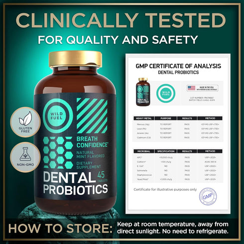 Oral Probiotics for Bad Breath | Dental Probiotics for Teeth & Gums | 3 Billion CFU Advanced Treatment | 45 Tablets