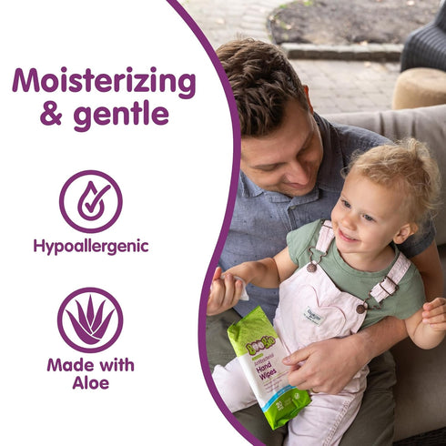 Packs, 30 (Pack 3) Antibacterial Hand Wipes by Boogie, Alcohol Free, Hypoallergenic and Moisturizing Aloe, Hand Wipes