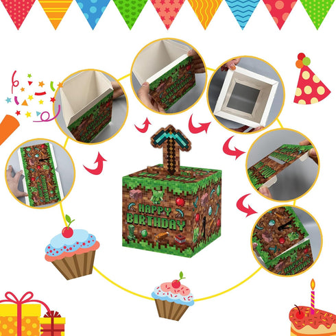 Set 35 Surprise Money Box Gift Pull for Game Lover- Pixel Game Happy Birthday Money Box for Cash Gift Included Happy