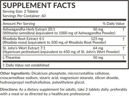 Futurebiotics Chill Pill + Ashwagandha, Rhodiola, St. John’s Wort & L-Theanine 2000 MG | 120 Vegetarian Tablets