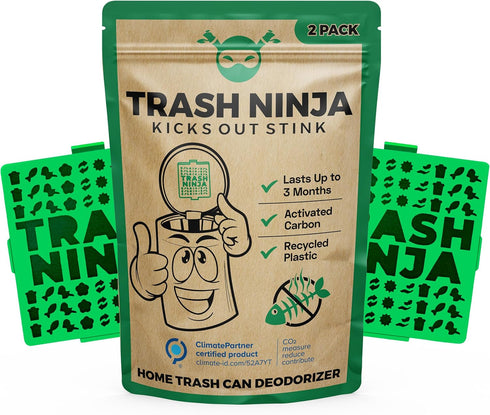 Trash Ninja Trash Can Deodorizer, 2 Pack, Odor Eliminator for Indoor Trash Cans Up to 10 Gallons