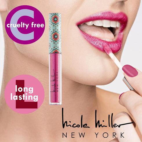 Nicole Miller Lip Gloss Collection, 10 Count Shimmery Glosses for Women and Girls with Long Lasting Color