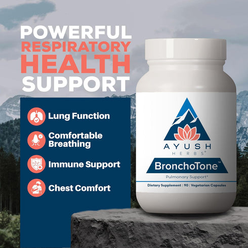 Immune-Support 90 (1 Count) Ayush Herbs Bronchotone - Bronchial Support, Respiratory and Support Supplement for Women