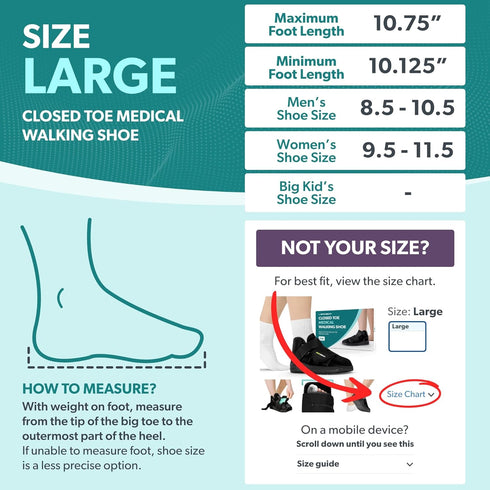 BraceAbility Closed Toe Medical Walking Shoe, Lightweight Broken Toe Cast Boot, Fractured Foot Brace, Men or Women