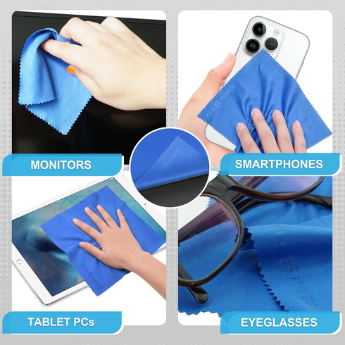 Microfiber Cleaning Cloth, 7x6'' Microfiber Cloth, Pack of 6 Blue Lens Cleaning Wipes