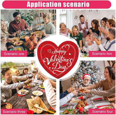 LOVSME 40Pcs Valentine's Day Paper Plates, Heart Party Disposable Dinnerware Plates and Napkins, Happy Valentines Day