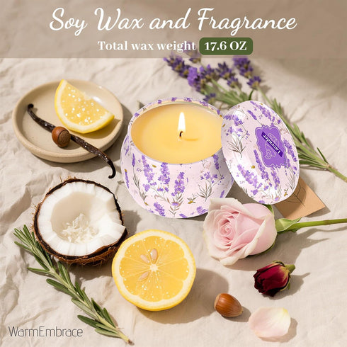 WarmEmbrace 4 Pack Set, 4.4OZ Set Scented Candles for Women, Soy Candle Candles for Home Scented, Candle Gift