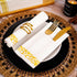 KAMMAK 100 Pack (16 16 inch) White Dinner Paper Napkins with Pocket Disposable Yellow Trim Linen Feel Wedding Reception