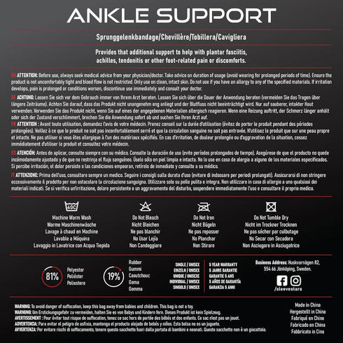 Sleeve Stars Ankle Brace for Sprained Ankle & Plantar Fasciitis Relief, Achilles Tendonitis Brace & Compression Strap