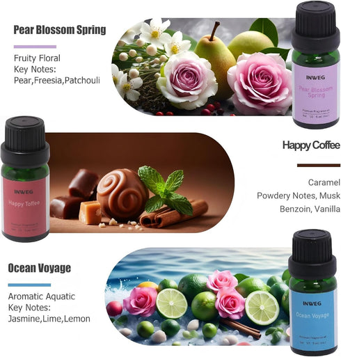 Set, 6 Pack 2 Oz Essential Oils Gift Premium Fragrance Oils for Aromatherapy Diffuser, Fl Undiluted Scents for Home