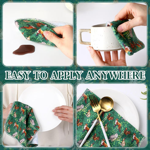 30 Pcs Reusable Paper Towel Paperless Towel with Cardboard Roll Reusable Cloth Paper Towel for Kitchen Washable Napkins Fit on All Holder Towel Roll Home Household Clean(10 x 12 in, Animal)