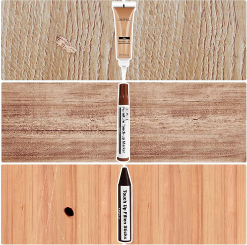 DEWEL Wood Filler Wax Pen, Wood Floor Scratch Remover, Touch Up Paint Markers, 42 Set for Furniture Repair