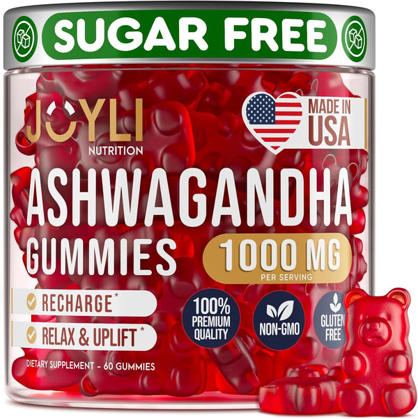 Ashwagandha Gummies for Sleep & Stress Balance - Natural Calm Herbal Supplement with Vitamin C & Zinc, 60 Vegan Chews