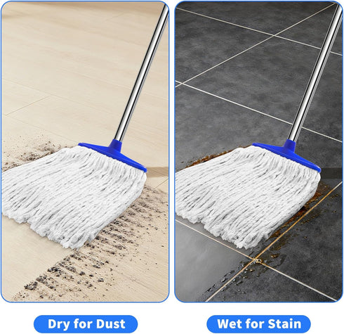 Keleekelin 52" Indoor Cotton Mops for Floor Cleaning - Indoor Cleaning Mop for Wood Floors, Tile, Hardwood Floor
