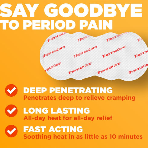 ThermaCare Portable Menstrual Heating Pad, Period Therapy Heat Patches for Cramps (6 Count)