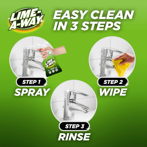 Lime-A-Way 32 oz Hard Water Stain Remover Spray, Removes Lime, Calcium & Rust in Seconds, Bathroom Cleaner, fl