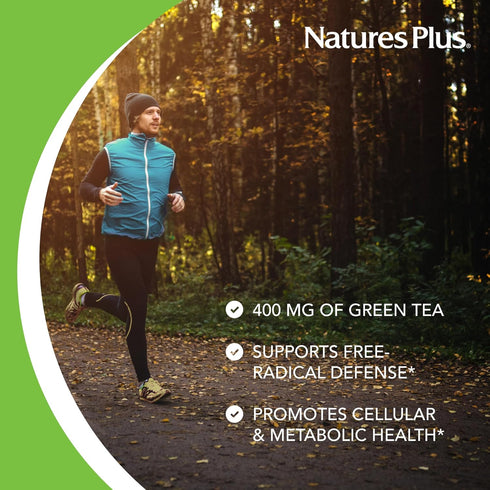 NaturesPlus Herbal Actives Green Tea - 60 Capsules - Non-GMO, Vegan, Gluten Free, 60 Servings