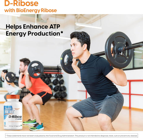 Doctor's Best D-Ribose with Bioenergy Ribose, Vegan Energy Enhancement, 120 Veggie Caps, White (DRB-00193)