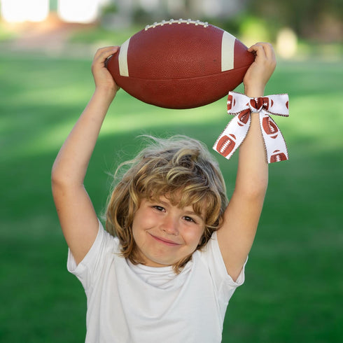 Football Wired Edge Ribbon - 4 Rolls 24 Yards Brown Green for Football Game, Rugby, DIY Craft