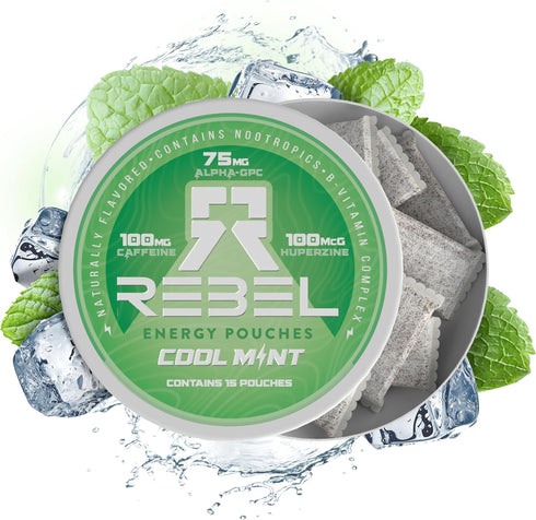 Nootropic Energy Caffeine Pouches • 100mg Caffeine • Alpha GPC & Essential Vitamins • Sugar-Free • Mint Flavor