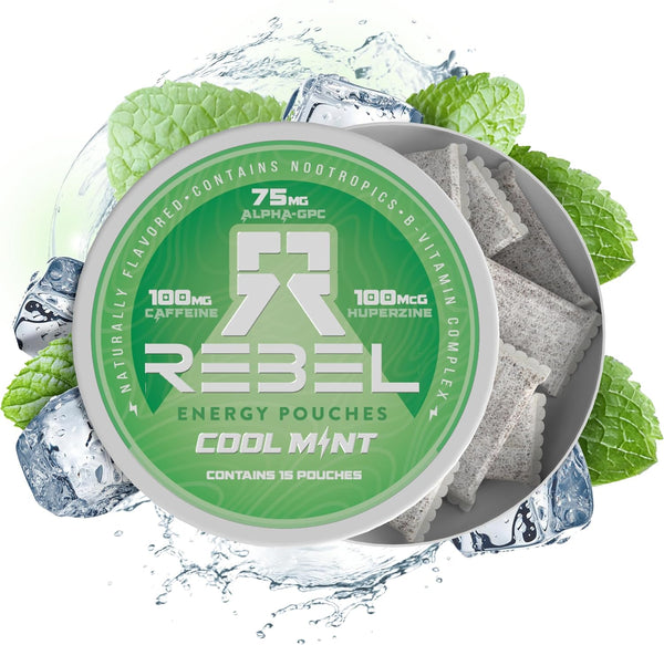 Nootropic Energy Caffeine Pouches • 100mg Caffeine • Alpha GPC & Essential Vitamins • Sugar-Free • Mint Flavor
