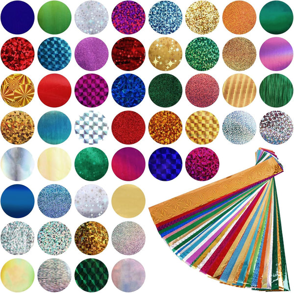 Starry Sky Holographic Nail Foil Stickers, 50 Sheets Paper Decals for Gel Nails Tips Decorations