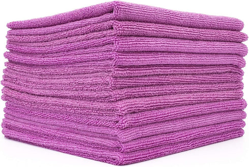 The Rag Company All-Purpose Microfiber Terry Cleaning Towels, Commercial Grade, 12-Pack, Lavender, 12in x 12in