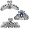 kilofly 3pc Vintage Crystal Hair Claw Clips, Long Thick Hair Metal Clamps