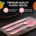 Exquisite Disposable Pink Plastic Knives, 50 Pcs Heavy Duty Cutlery, Pink Disposable Flatware for Parties