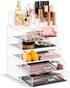 Sorbus Clear Makeup Organizer - Spacious Cosmetic & Jewelry Storage Case for Dresser, Bathroom, Vanity (Clear, 4 Large,