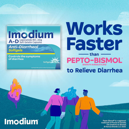 Imodium A-D Diarrhea Relief Softgels with Loperamide HCl, 24 ct, HSA/FSA Eligible