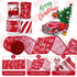 AnyDesign 24 Yards Christmas Wired Edge Ribbon, Red White Xmas Snowflake Truck Fabric Craft Ribbon for Gift Wrapping, 4