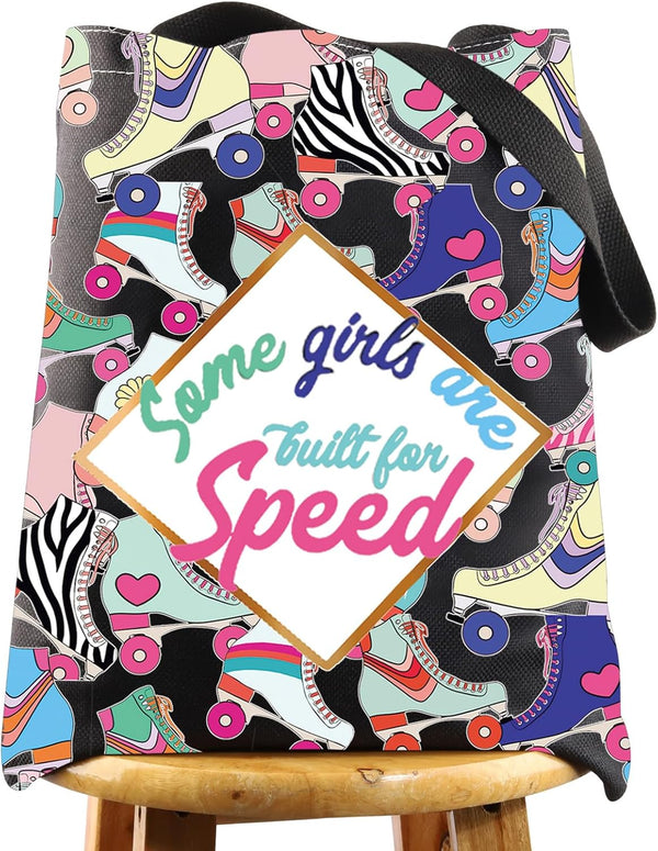 WZMPA Roller Skater Makeup Bag, Gifts for Roller Skating Lovers, Zipper Bag with "Some Girls Are Built For Speed"