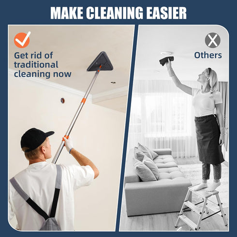 NexaGlow 80" 3-in-1 360 Extendable Wall Cleaner Mop with Rotating Head | Adjustable Wall Mop with Microfiber Pads