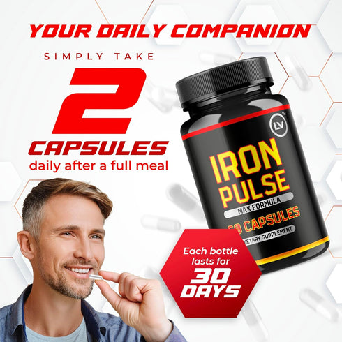 (2 Pack) IronPulse Capsules - Max Support Formula, 120 Capsules for 2 Months