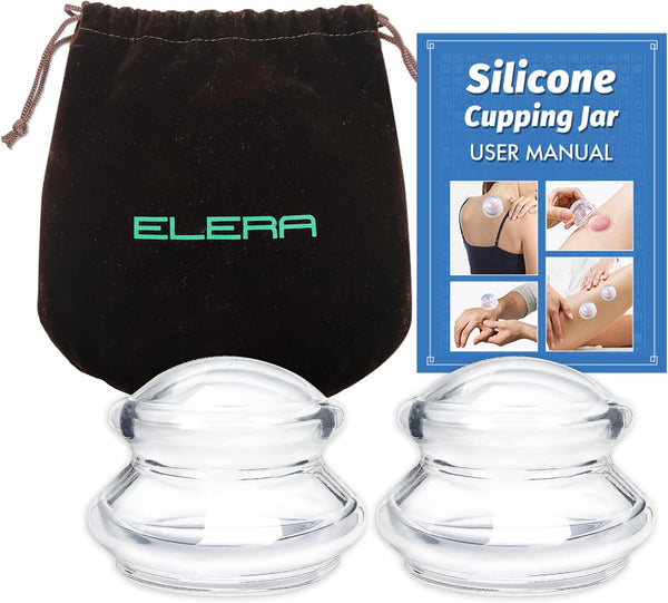 ELERA Silicone Cupping Therapy Sets, 2 Piece M Size Massage Cups for Joint Pain Relief, Professionally Designed Tools