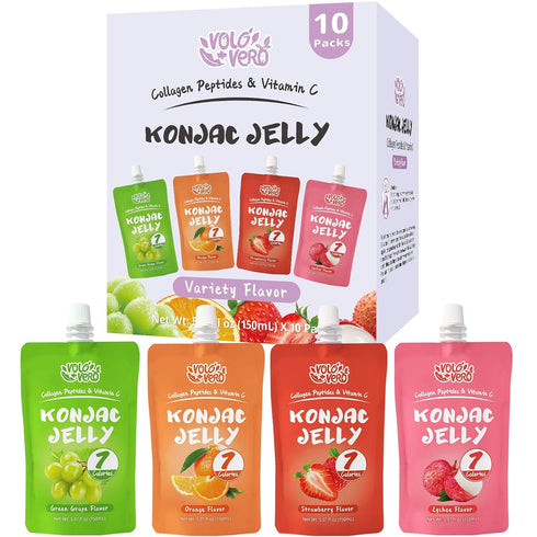 Pack, 20 Pack, 0 VOLO VERO Konjac Jelly Pouch Drinkable Variety Low Calories, Sugar, Gluten Free, Keto, Collagen
